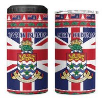 Cayman Islands Christmas 4 in 1 Can Cooler Tumbler Coat Of Arms - Flag Style - Wonder Print Shop