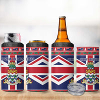 Cayman Islands Christmas 4 in 1 Can Cooler Tumbler Coat Of Arms - Flag Style - Wonder Print Shop