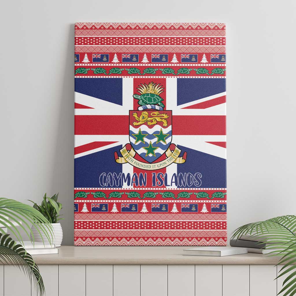 Cayman Islands Christmas Canvas Wall Art Coat Of Arms - Flag Style - Wonder Print Shop