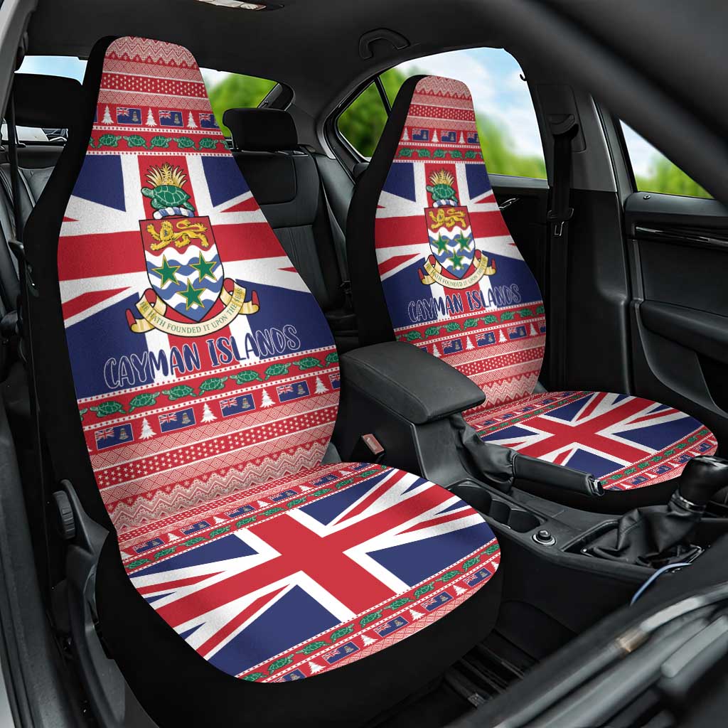Cayman Islands Christmas Car Seat Cover Coat Of Arms - Flag Style - Wonder Print Shop