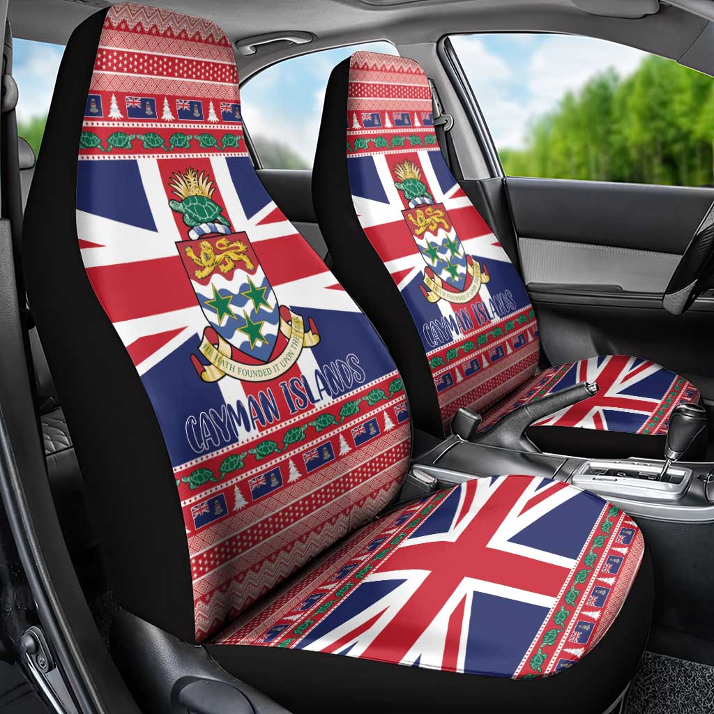 Cayman Islands Christmas Car Seat Cover Coat Of Arms - Flag Style - Wonder Print Shop