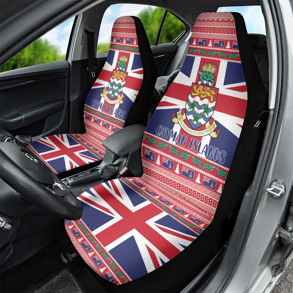 Cayman Islands Christmas Car Seat Cover Coat Of Arms - Flag Style - Wonder Print Shop