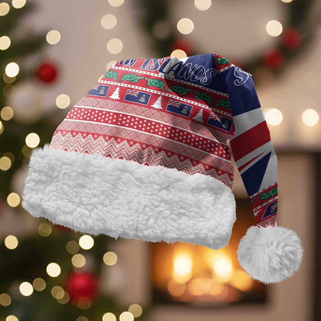 Cayman Islands Christmas Santa Hat Coat Of Arms - Flag Style - Wonder Print Shop