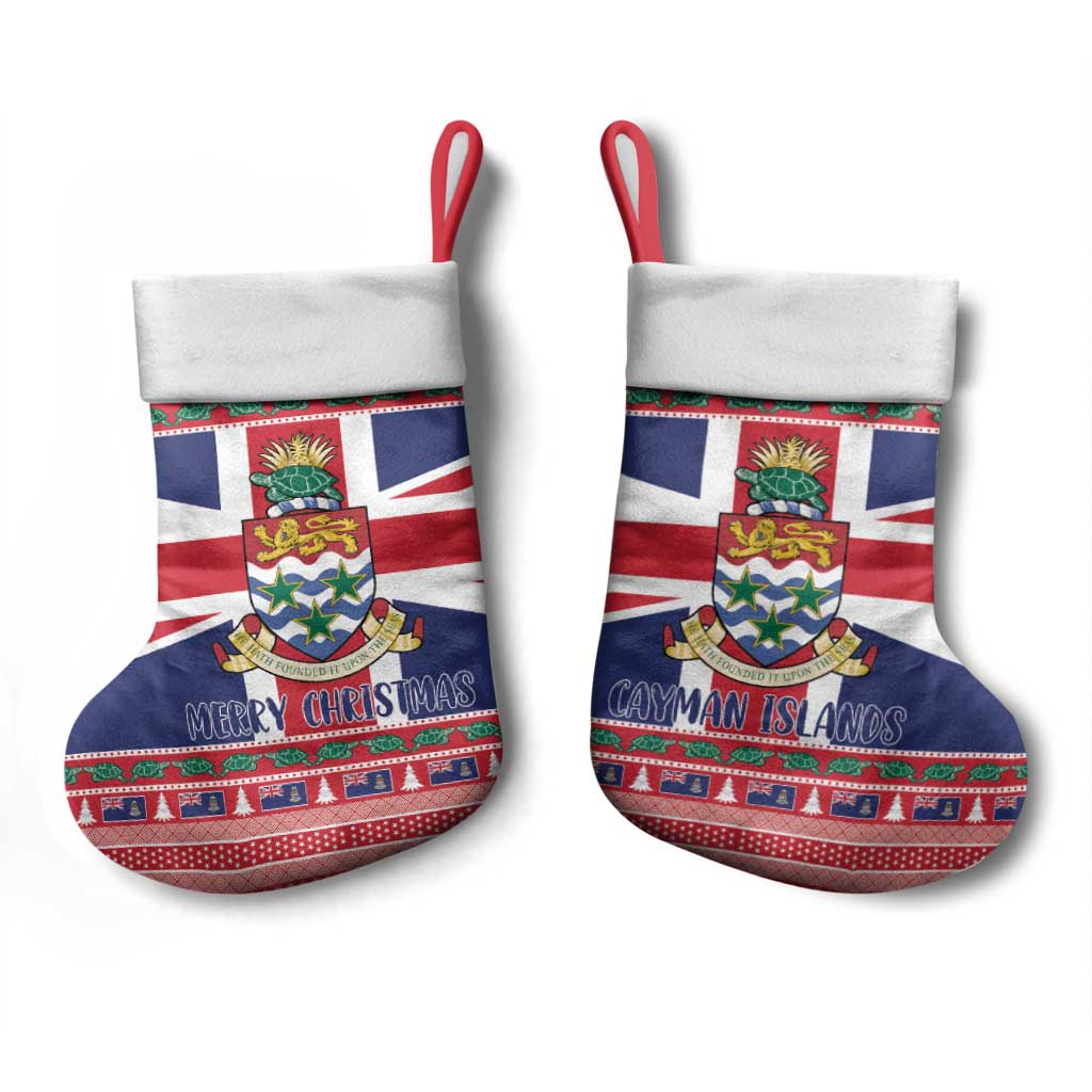 Cayman Islands Christmas Stocking Coat Of Arms - Flag Style - Wonder Print Shop