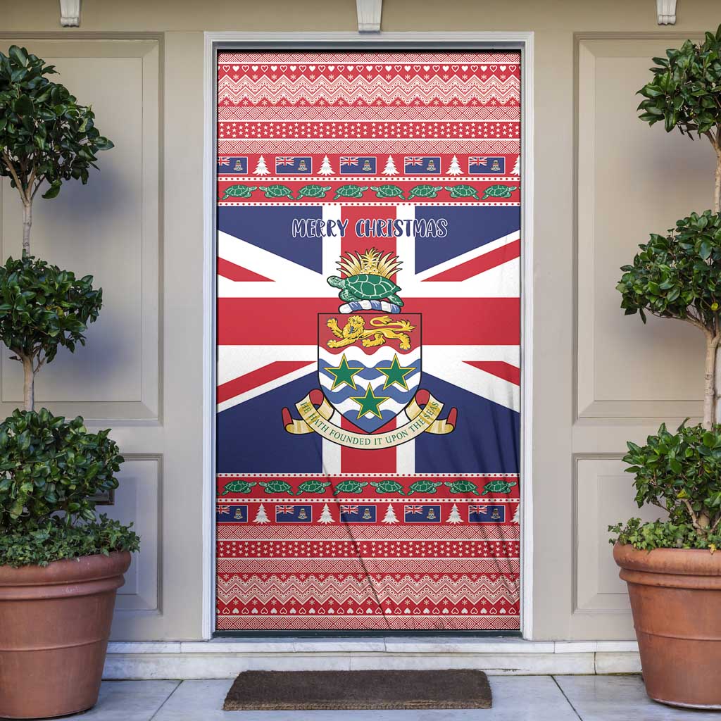 Cayman Islands Christmas Door Cover Coat Of Arms - Flag Style - Wonder Print Shop