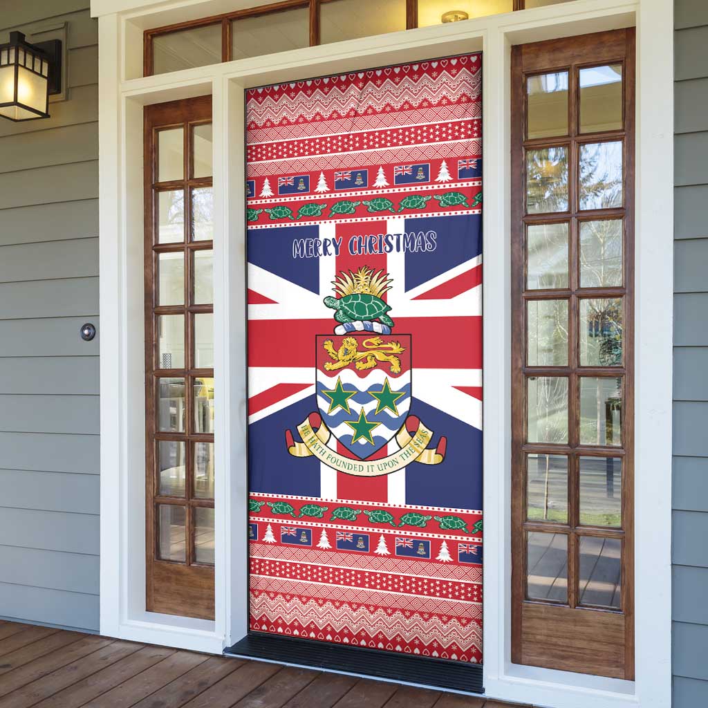 Cayman Islands Christmas Door Cover Coat Of Arms - Flag Style - Wonder Print Shop
