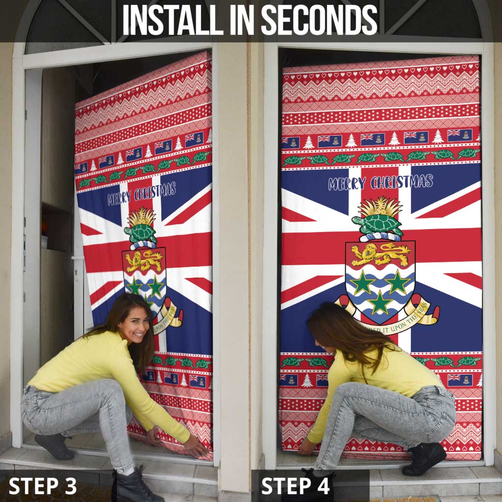 Cayman Islands Christmas Door Cover Coat Of Arms - Flag Style - Wonder Print Shop