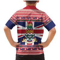 Cayman Islands Christmas Family Matching Mermaid Dress and Hawaiian Shirt Coat Of Arms - Flag Style - Wonder Print Shop
