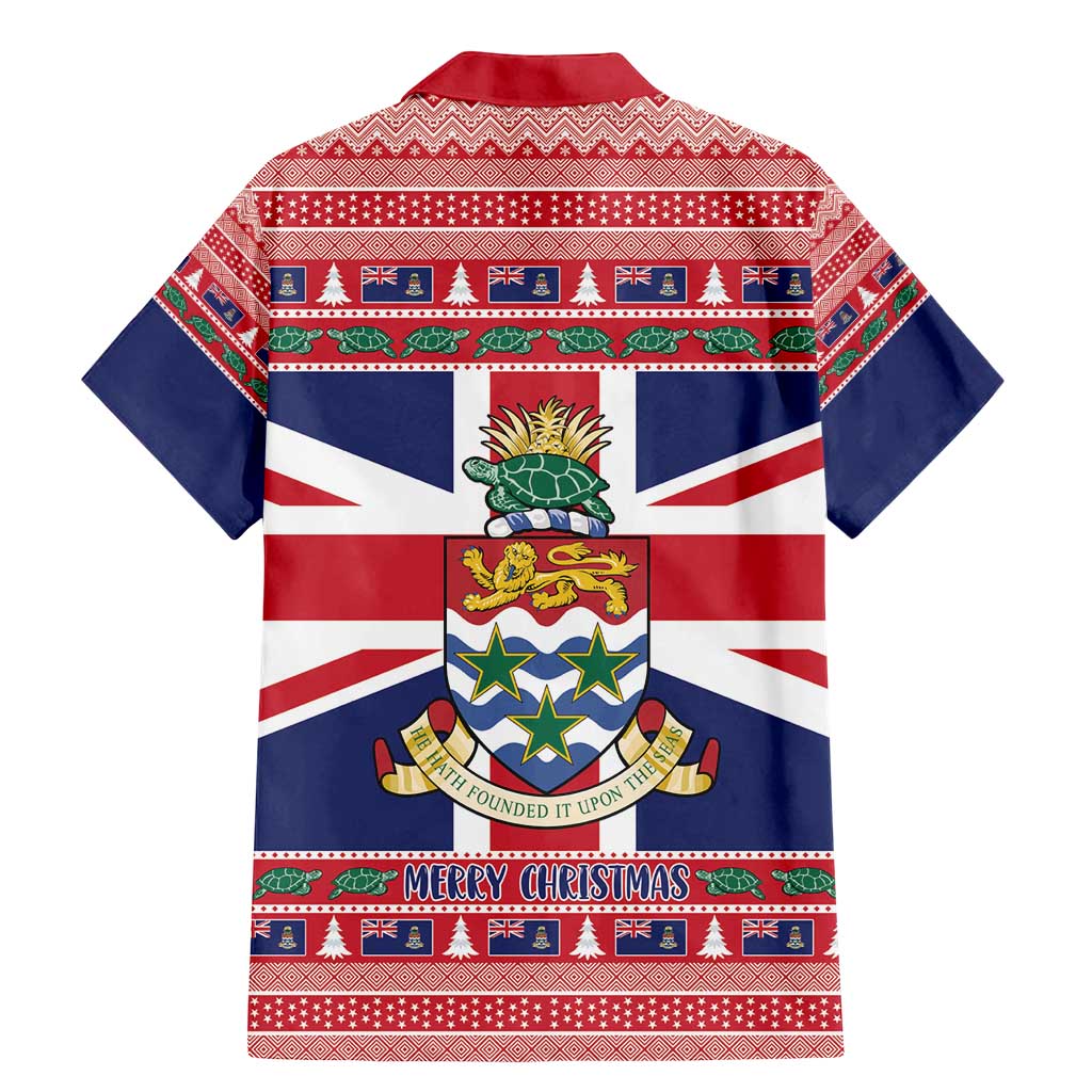 Cayman Islands Christmas Family Matching Mermaid Dress and Hawaiian Shirt Coat Of Arms - Flag Style - Wonder Print Shop