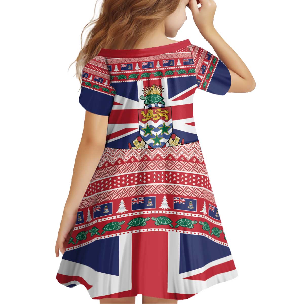 Cayman Islands Christmas Family Matching Off The Shoulder Long Sleeve Dress and Hawaiian Shirt Coat Of Arms - Flag Style - Wonder Print Shop