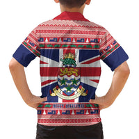 Cayman Islands Christmas Family Matching Off Shoulder Maxi Dress and Hawaiian Shirt Coat Of Arms - Flag Style - Wonder Print Shop