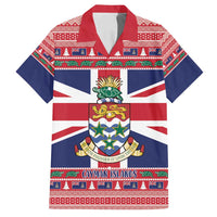 Cayman Islands Christmas Family Matching Off Shoulder Maxi Dress and Hawaiian Shirt Coat Of Arms - Flag Style - Wonder Print Shop