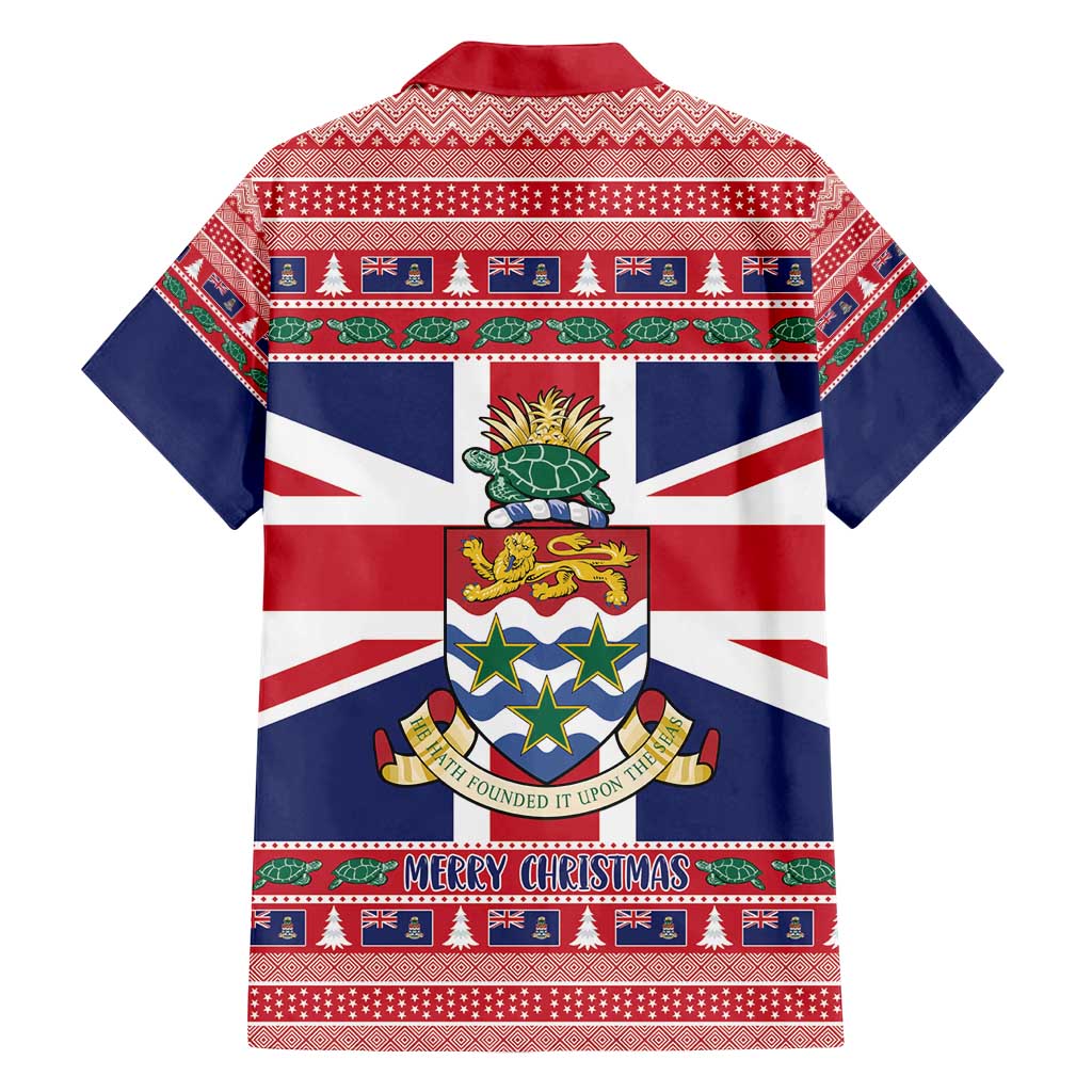 Cayman Islands Christmas Family Matching Off Shoulder Maxi Dress and Hawaiian Shirt Coat Of Arms - Flag Style - Wonder Print Shop