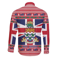 Cayman Islands Christmas Family Matching Off Shoulder Maxi Dress and Hawaiian Shirt Coat Of Arms - Flag Style - Wonder Print Shop