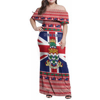Cayman Islands Christmas Family Matching Off Shoulder Maxi Dress and Hawaiian Shirt Coat Of Arms - Flag Style - Wonder Print Shop