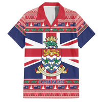 Cayman Islands Christmas Family Matching Short Sleeve Bodycon Dress and Hawaiian Shirt Coat Of Arms - Flag Style - Wonder Print Shop