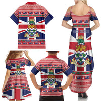 Cayman Islands Christmas Family Matching Summer Maxi Dress and Hawaiian Shirt Coat Of Arms - Flag Style - Wonder Print Shop