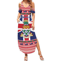 Cayman Islands Christmas Family Matching Summer Maxi Dress and Hawaiian Shirt Coat Of Arms - Flag Style - Wonder Print Shop