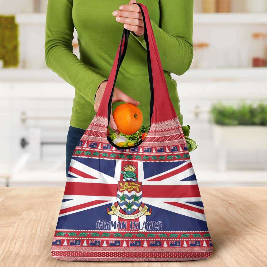 Cayman Islands Christmas Grocery Bag Coat Of Arms - Flag Style - Wonder Print Shop