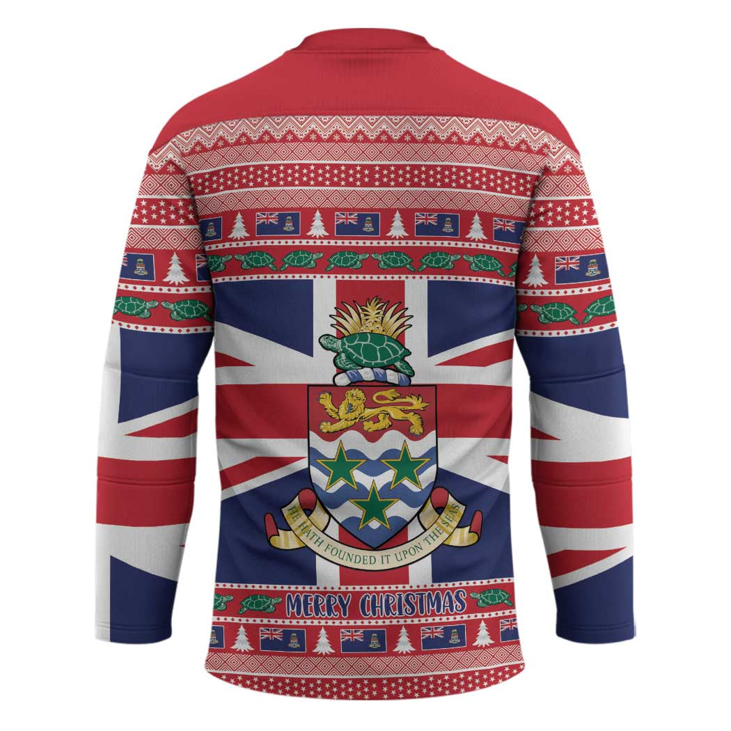 Cayman Islands Christmas Hockey Jersey Coat Of Arms - Flag Style - Wonder Print Shop