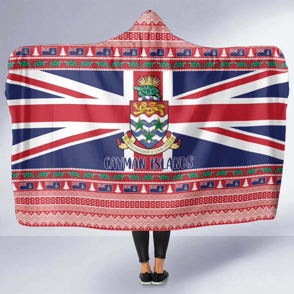 Cayman Islands Christmas Hooded Blanket Coat Of Arms - Flag Style - Wonder Print Shop