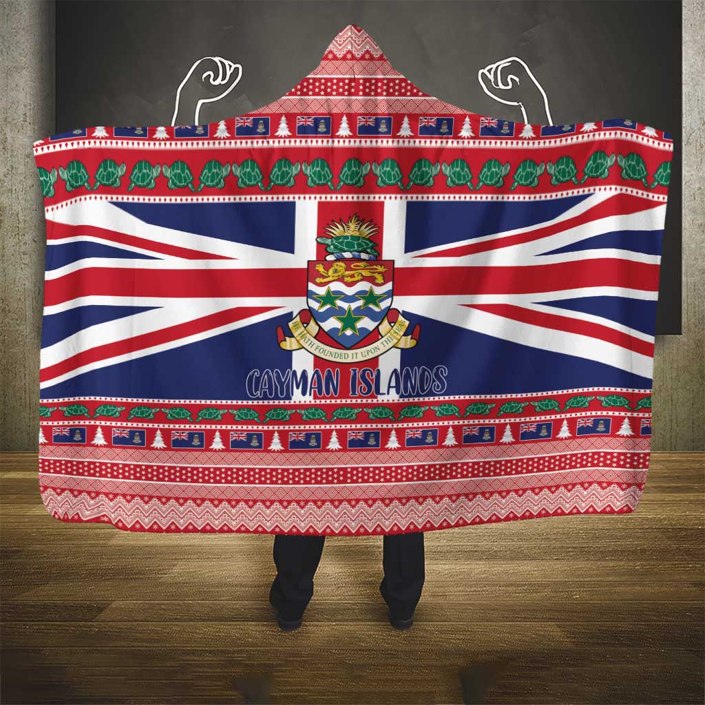 Cayman Islands Christmas Hooded Blanket Coat Of Arms - Flag Style - Wonder Print Shop