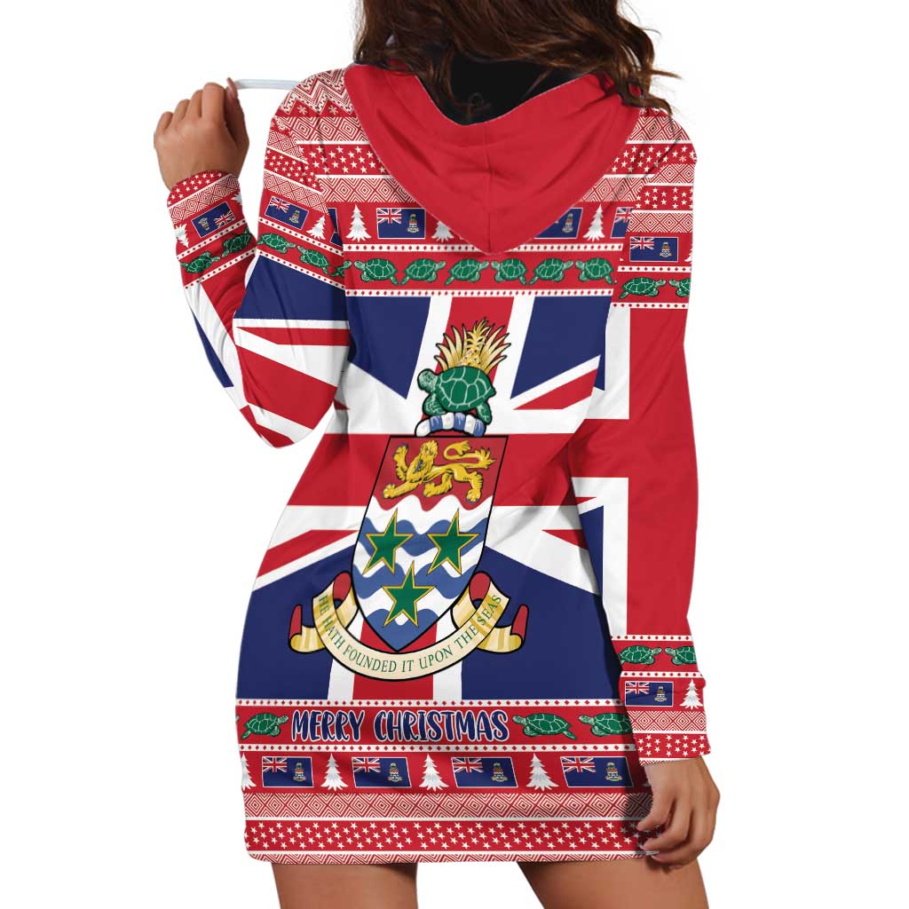 Cayman Islands Christmas Hoodie Dress Coat Of Arms - Flag Style - Wonder Print Shop
