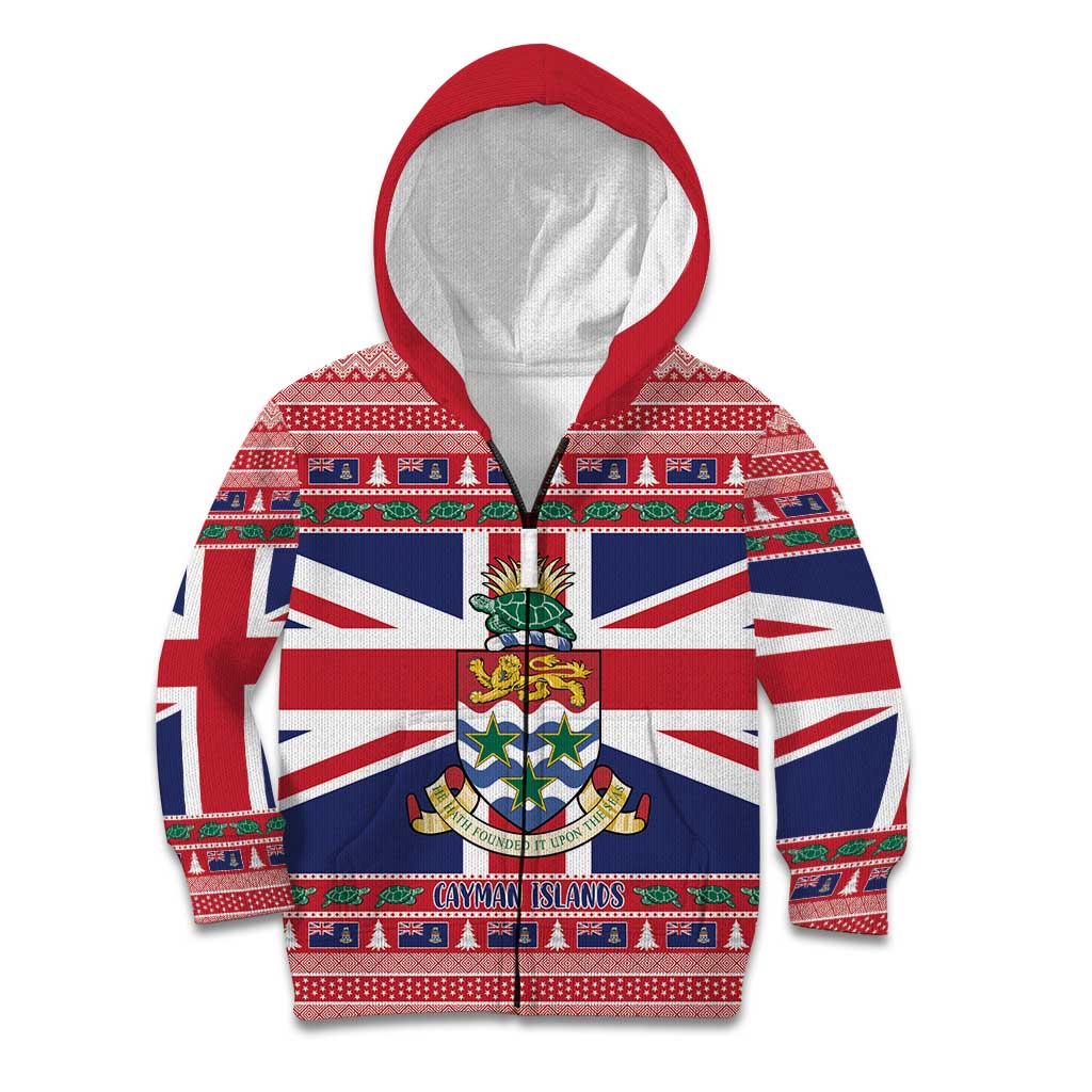 Cayman Islands Christmas Kid Hoodie Coat Of Arms - Flag Style - Wonder Print Shop