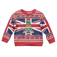 Cayman Islands Christmas Kid Ugly Christmas Sweater Coat Of Arms - Flag Style - Wonder Print Shop