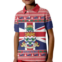 Cayman Islands Christmas Kid Polo Shirt Coat Of Arms - Flag Style - Wonder Print Shop