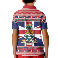 Cayman Islands Christmas Kid Polo Shirt Coat Of Arms - Flag Style - Wonder Print Shop