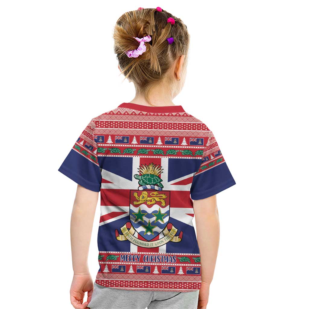 Cayman Islands Christmas Kid T Shirt Coat Of Arms - Flag Style - Wonder Print Shop