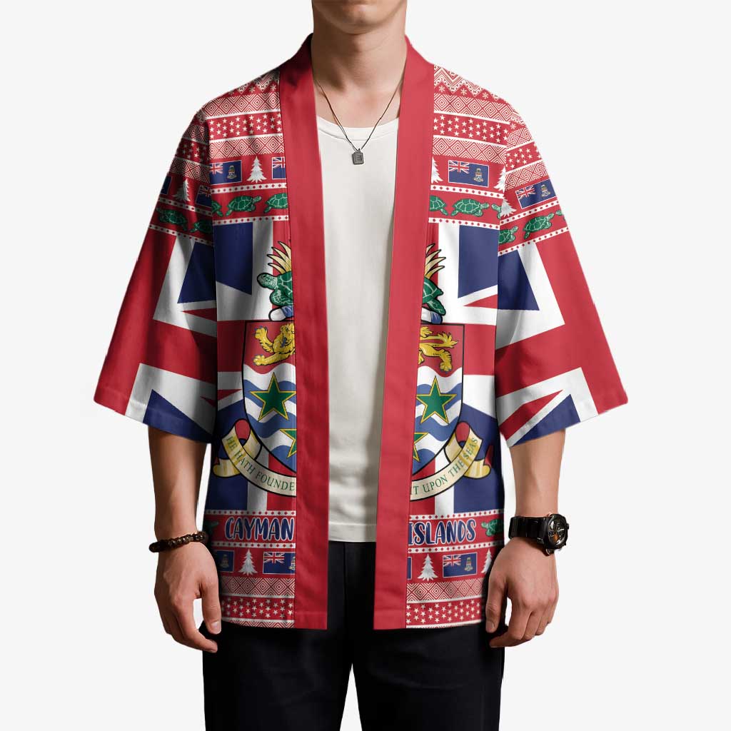 Cayman Islands Christmas Kimono Coat Of Arms - Flag Style - Wonder Print Shop