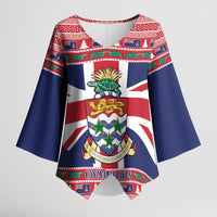 Cayman Islands Christmas Kimono Sleeve Blouse Coat Of Arms - Flag Style - Wonder Print Shop