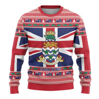 Cayman Islands Christmas Ugly Christmas Sweater Coat Of Arms - Flag Style - Wonder Print Shop