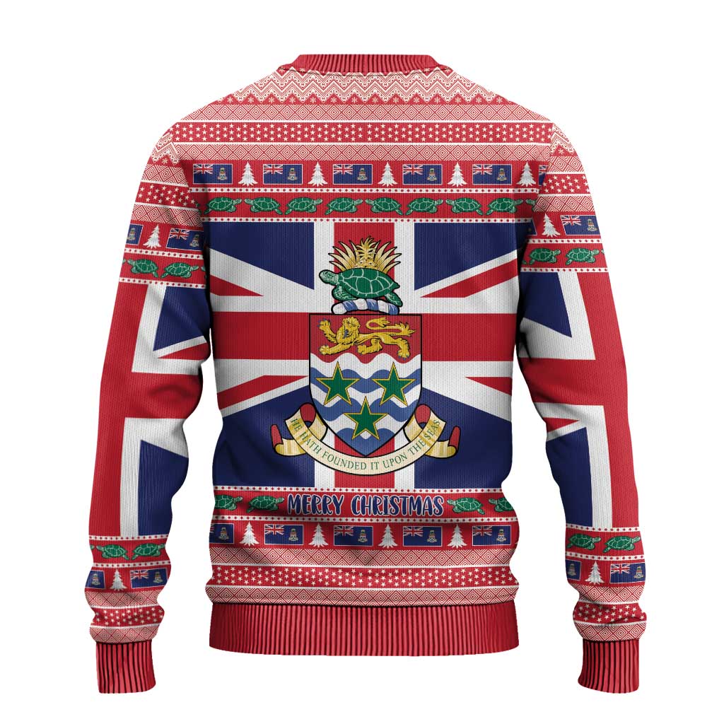 Cayman Islands Christmas Ugly Christmas Sweater Coat Of Arms - Flag Style - Wonder Print Shop