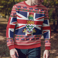 Cayman Islands Christmas Ugly Christmas Sweater Coat Of Arms - Flag Style - Wonder Print Shop
