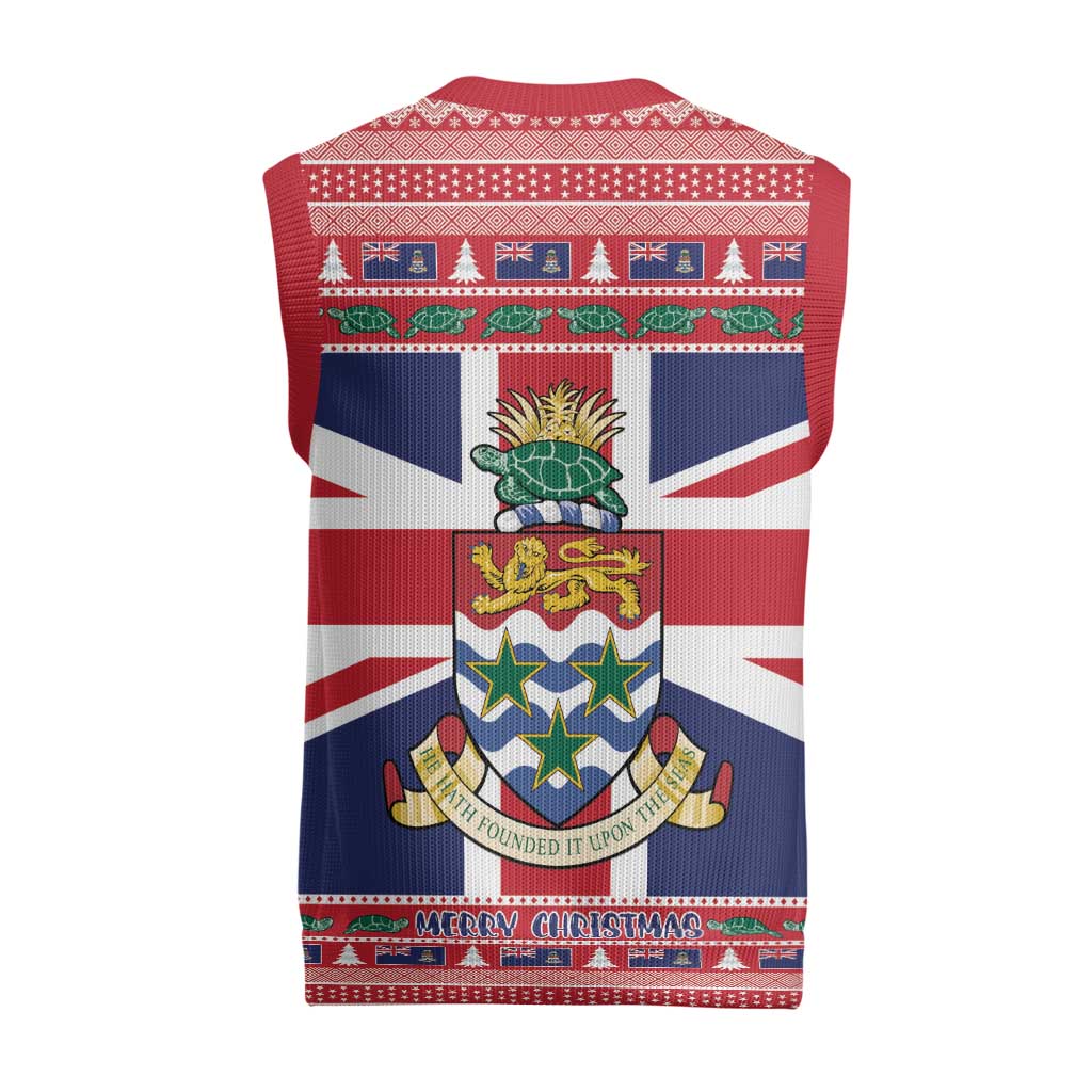 Cayman Islands Christmas Knitted V-Neck Vest Coat Of Arms - Flag Style - Wonder Print Shop