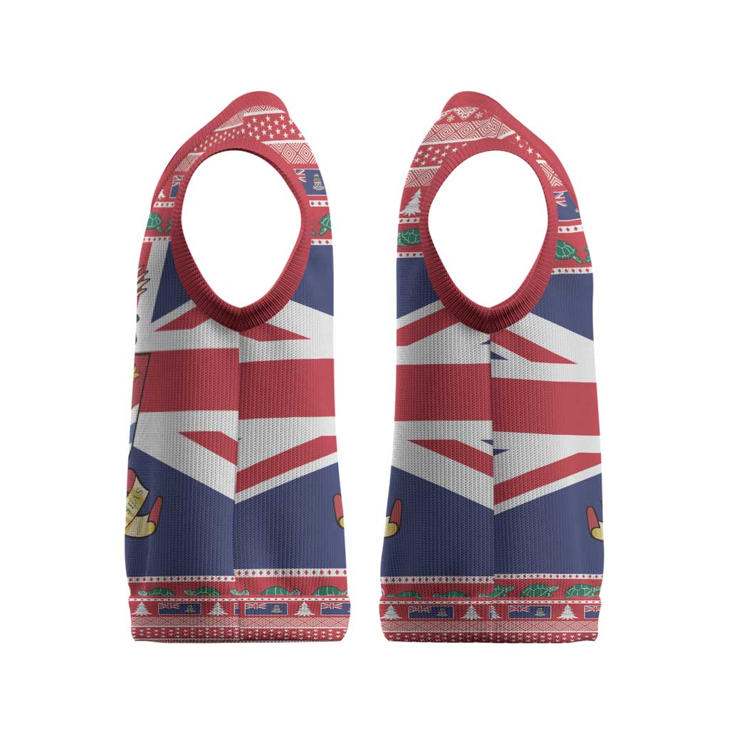 Cayman Islands Christmas Knitted V-Neck Vest Coat Of Arms - Flag Style - Wonder Print Shop