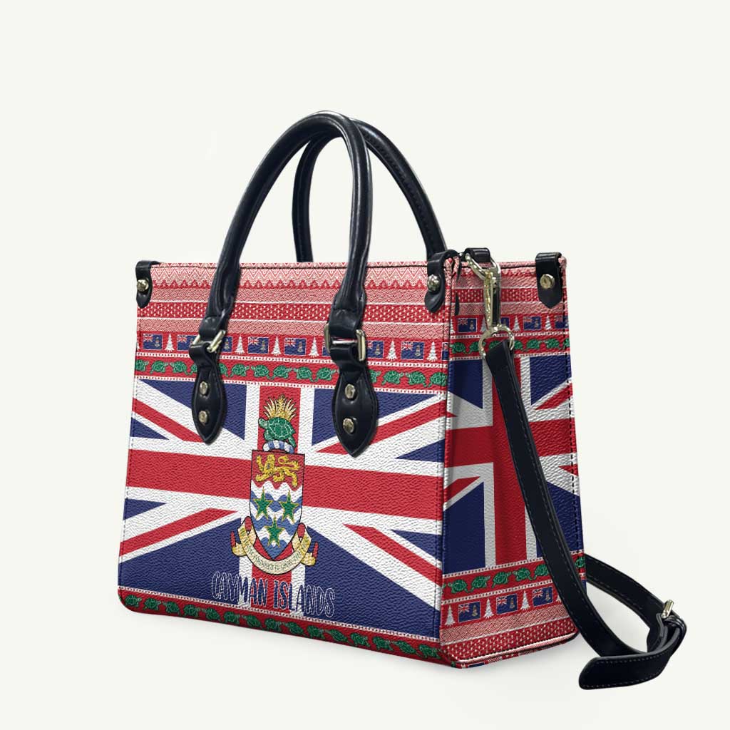 Cayman Islands Christmas Leather Bag Coat Of Arms - Flag Style - Wonder Print Shop