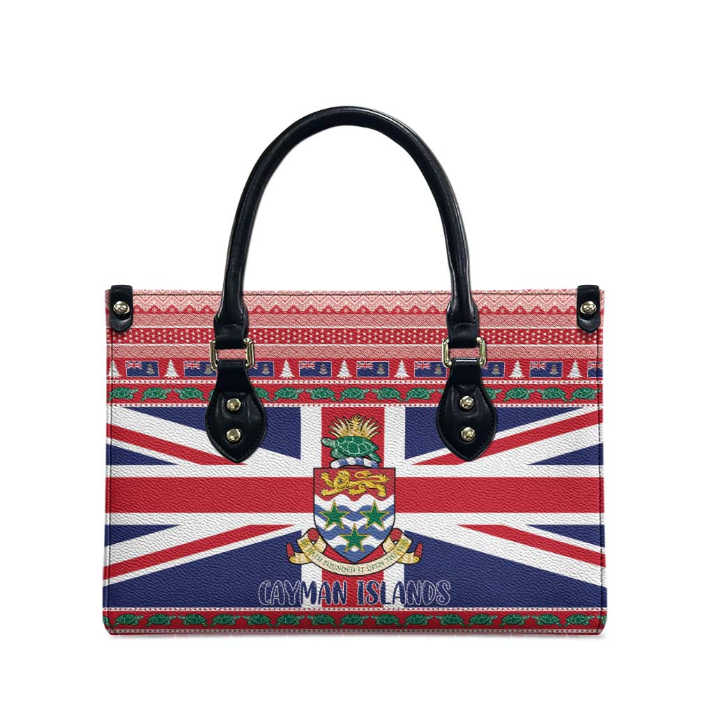 Cayman Islands Christmas Leather Bag Coat Of Arms - Flag Style - Wonder Print Shop