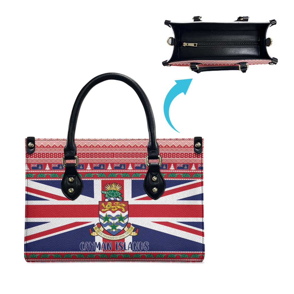 Cayman Islands Christmas Leather Bag Coat Of Arms - Flag Style - Wonder Print Shop