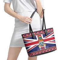 Cayman Islands Christmas Leather Tote Bag Coat Of Arms - Flag Style - Wonder Print Shop