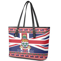 Cayman Islands Christmas Leather Tote Bag Coat Of Arms - Flag Style - Wonder Print Shop