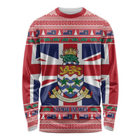 Cayman Islands Christmas Long Sleeve Shirt Coat Of Arms - Flag Style - Wonder Print Shop