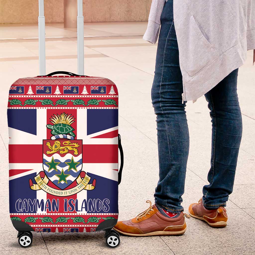 Cayman Islands Christmas Luggage Cover Coat Of Arms - Flag Style - Wonder Print Shop