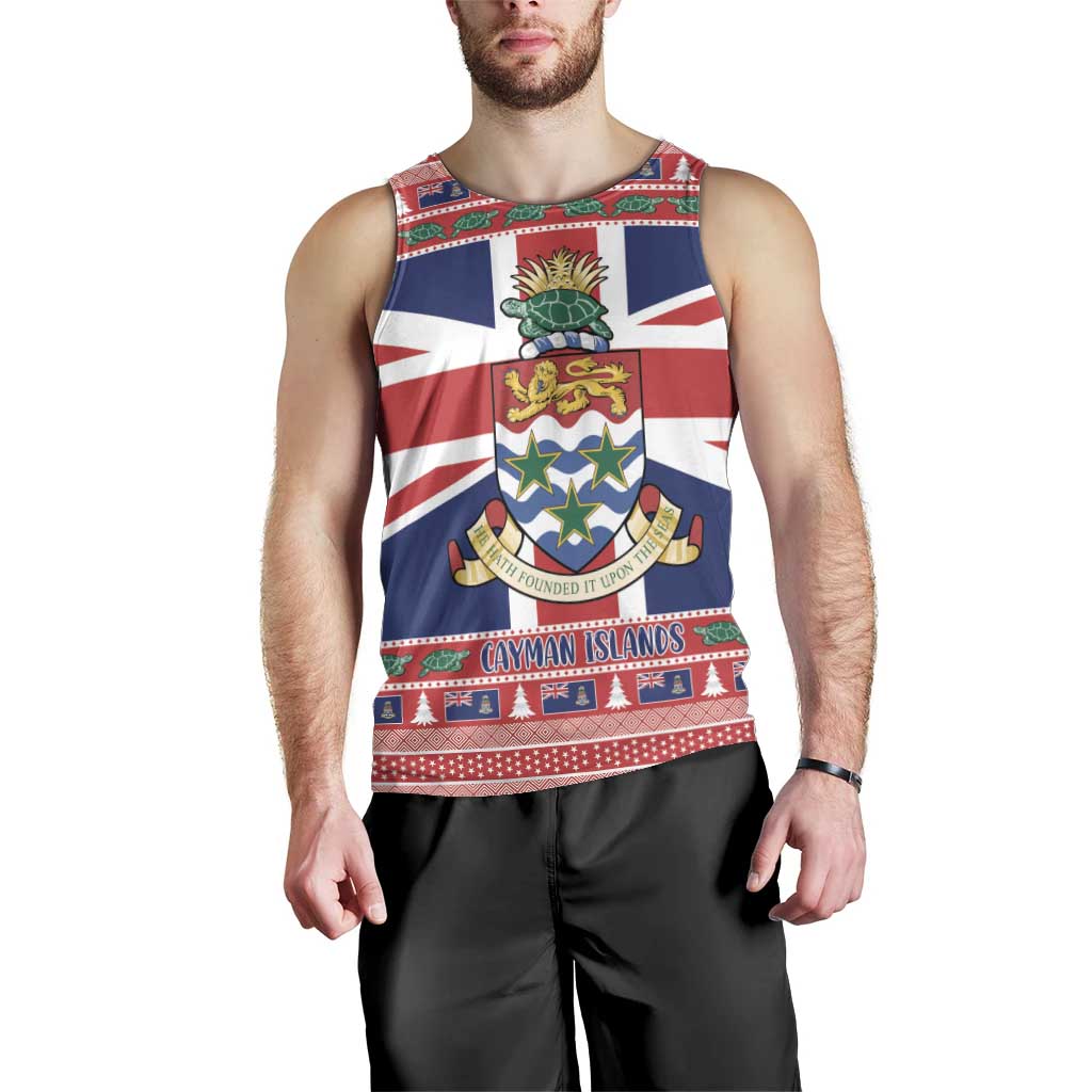 Cayman Islands Christmas Men Tank Top Coat Of Arms - Flag Style - Wonder Print Shop