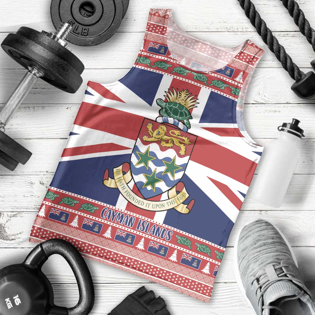 Cayman Islands Christmas Men Tank Top Coat Of Arms - Flag Style - Wonder Print Shop