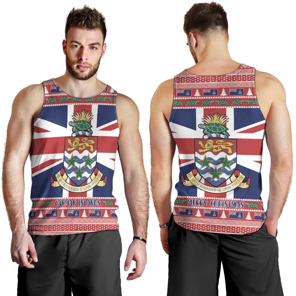 Cayman Islands Christmas Men Tank Top Coat Of Arms - Flag Style - Wonder Print Shop