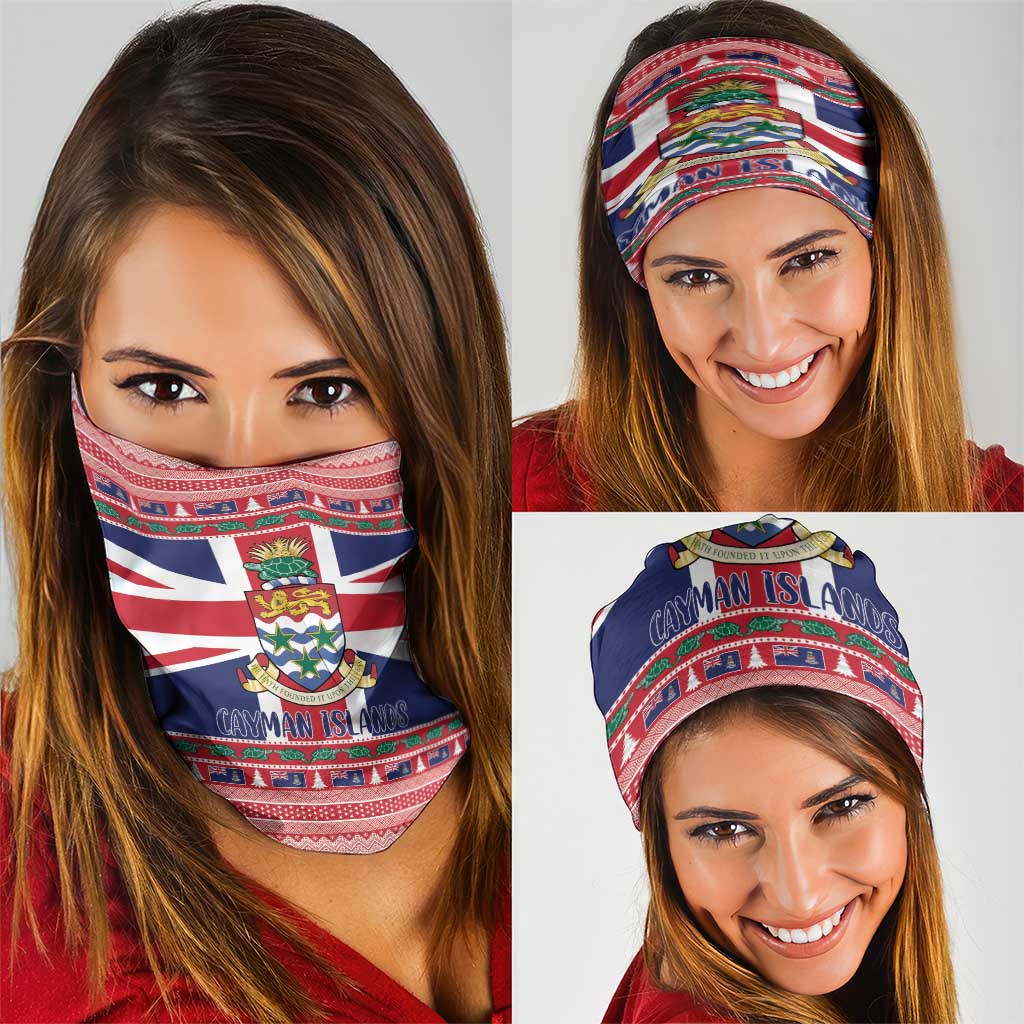 Cayman Islands Christmas Neck Gaiter Coat Of Arms - Flag Style - Wonder Print Shop